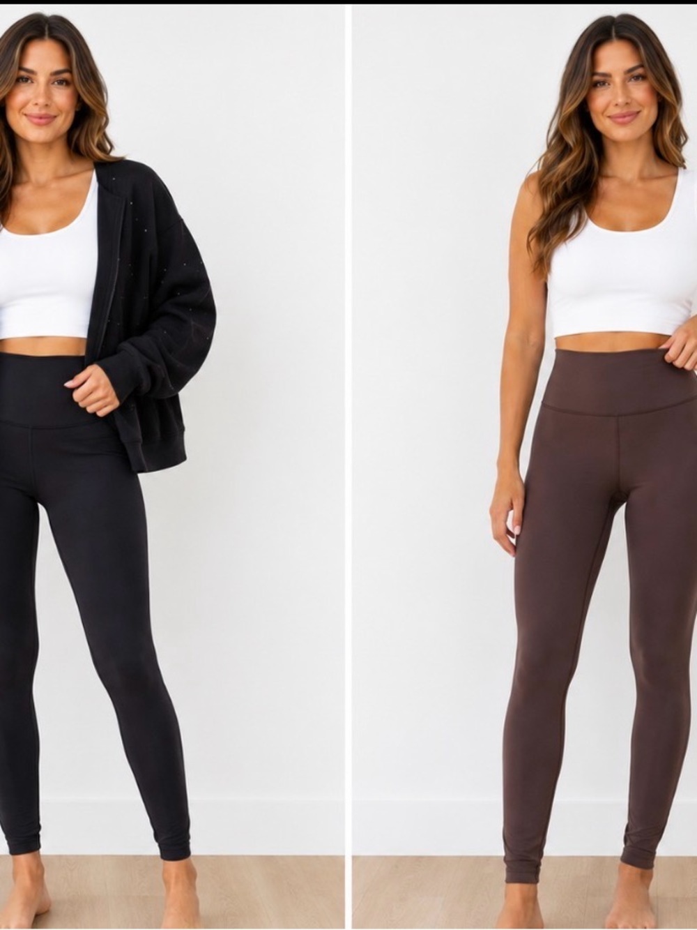 All in Motion 2 pairs Black & Brown High-Waist Leggings everyday soft SZ SM